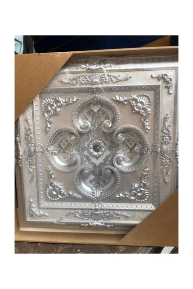 Decomarket Decogold 90*90 Cm Gümüş Kare Saray Tavan Göbek ürün görseli 1