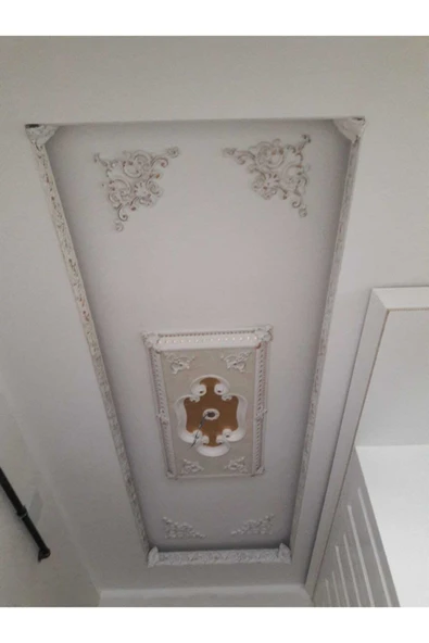 Decomarket Decogold Saray Tavan Köşe Motif 41*26 Cm Beyaz Altın - Resim 3