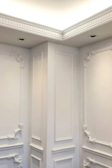 DECOZZA Beyaz 4 Cm Çıta Uyumlu Dekoratif 4'lu Köşe Motifi Seti - Resim 4