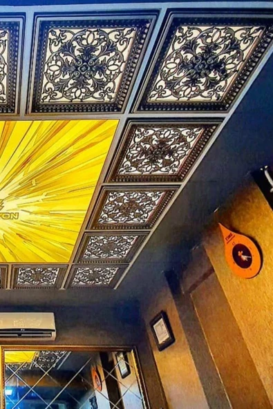 DECOZZA Saray Tavan 60 Cm Kahve Eskitme Dekoratif Saray Tavan Paneli Asma Tavan Uyumlu - Resim 2