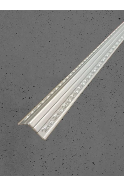 MİVA KONSEPT Dekoratif Poliüretan Duvar- Tavan  Köşe Profili Çıtası Gümüş Renk (EN:4X4 CM-BOY:100 CM)- Duvar Süsü ürün görseli 1