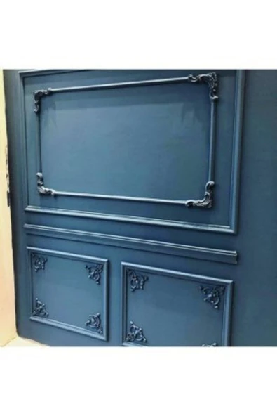 DECOZZA Gümüş 4 Cm Çıta Uyumlu Dekoratif 4'lu Köşe Motifi Seti - Resim 3