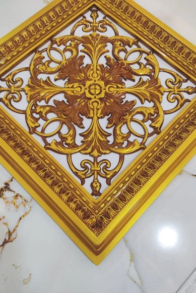 DECOZZA Saray Tavan 60 Cm Kahve Eskitme Dekoratif Saray Tavan Paneli Asma Tavan Uyumlu - Resim 3