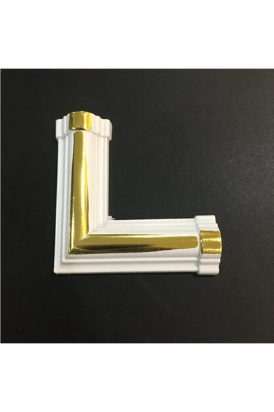 DECOZZA Beyaz Altın 4 Cm Çıta Uyumlu Dekoratif L Köşe ürün görseli 1