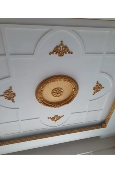 MİVA KONSEPT 90x90 OVAL ALTIN RENK SARAY TAVAN GÖBEK - Resim 3