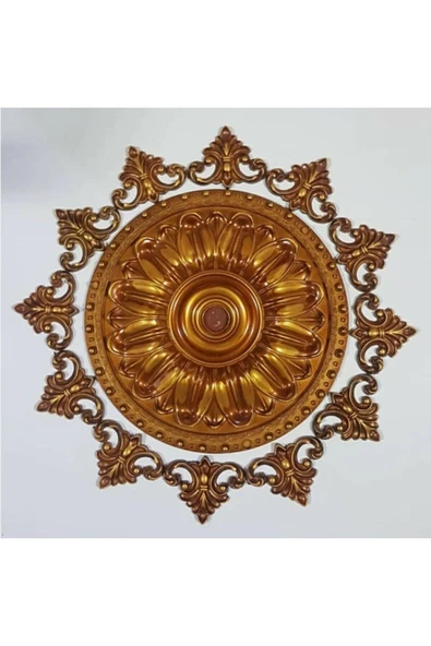 Decomarket 40*40 Cm Decoratif Estetik Tekli Avize Göbeği Kahve Eskitme - Resim 2