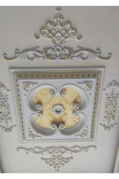 Decomarket Decogold Saray Tavan Köşe Motif 27*18 Cm Beyaz Altın - Resim 4