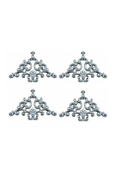 DECOZZA Dekoratif Köşe Motifi Gümüş 4'lu Paket ürün görseli 1