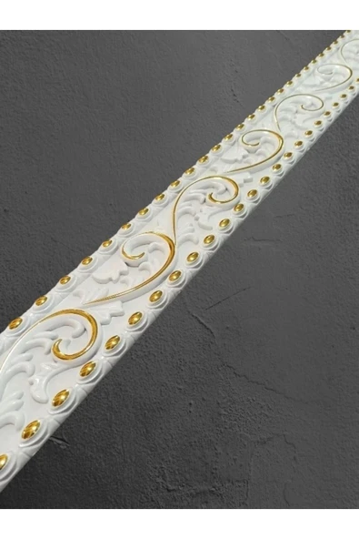 MİVA KONSEPT Dekoratif Poliüretan Saray Duvar&Tavan Çıta Bordürü -Beyaz Altın (EN:10 CM-BOY:100 CM)-Duvar Süsü ürün görseli 1