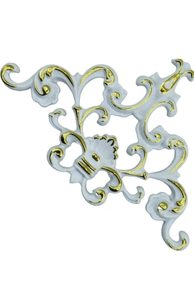 Decomarket Decogold Saray Tavan Köşe Motif 27*18 Cm Beyaz Altın - Resim 2
