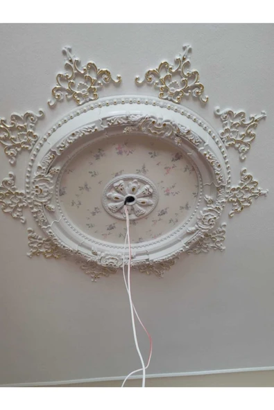 Decomarket Decogold Saray Tavan Köşe Motif 27*18 Cm Beyaz Altın - Resim 5