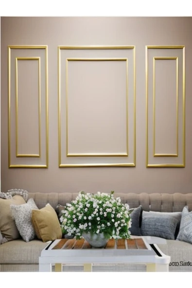 MİVA KONSEPT ALTIN GOLD RENK DEKORATİF POLİÜRETAN DUVAR ÇITASI 6' LI HAZIR KESİM ÇERÇEVE SETİ ürün görseli 1