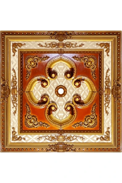 GİZANKA 90x90 KARE KAHVE RENK SARAY TAVAN GÖBEK ürün görseli 1