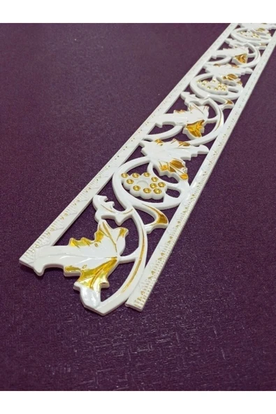 MİVA KONSEPT Poliüretan Dekoratif Saray Duvar&Tavan Çıta Bordürü -Beyaz Altın  (EN:10 CM-BOY:100 CM)-Duvar Süsü - Resim 2