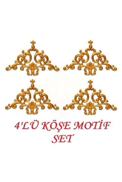 Decomarket Dekoratif 41*26 Altın Rengi Dgm-24 4'lü Köşe Motifi ürün görseli 1