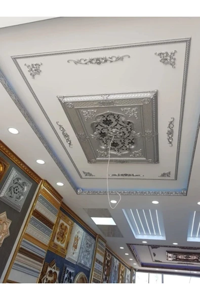 MİVA KONSEPT Poliüretan Dekoratif  Duvar&Tavan Çıta Bordürü -Gümüş Renk  (EN:4 CM-BOY:100 CM)-Duvar Süsü - Resim 3