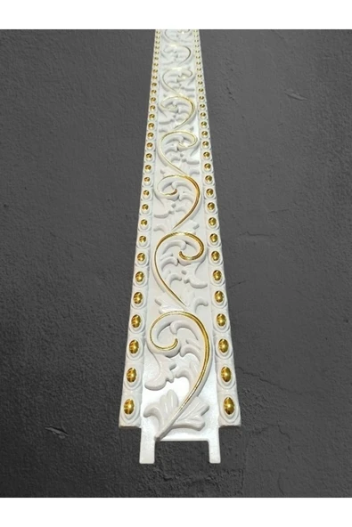 MİVA KONSEPT Dekoratif Poliüretan Saray Duvar&Tavan Çıta Bordürü -Beyaz Altın (EN:10 CM-BOY:100 CM)-Duvar Süsü - Resim 2