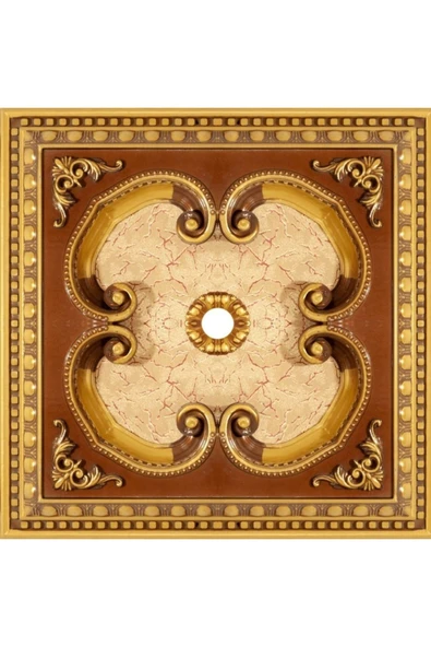 MİVA KONSEPT 60X60 KARE KAHVE ESKİTME RENK SARAY TAVAN GÖBEK ürün görseli 1