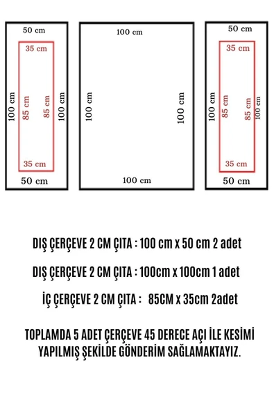 DECOGOLD Decozza Dekoratif Boyanabilir 4 Cm Hazır Çerçeve (MASTİK HEDİYELİ) - Resim 2