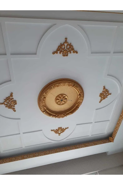 Decomarket Decogold Altın Renk Oval Göbek Saray Tavan 90x90 cm - Resim 5