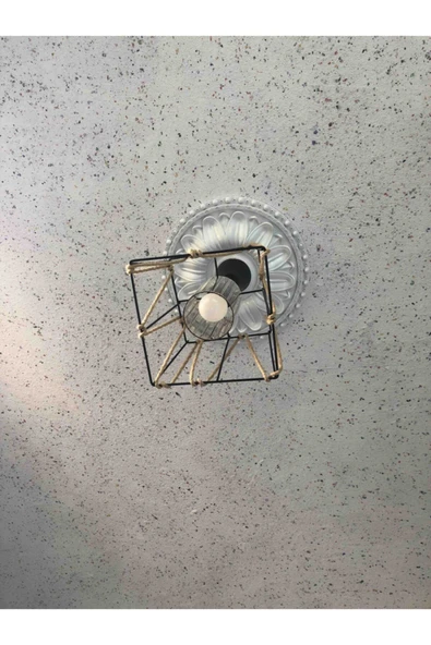 Decomarket 40*40 Cm Dekoratif Estetik Tekli Avize Göbeği Altın - Resim 5