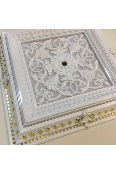 DECOGOLD Saray Tavan Göbek Panel 72cm*72cm Beyazaltın Içerisine Led Döşenebilir Panel - Resim 4