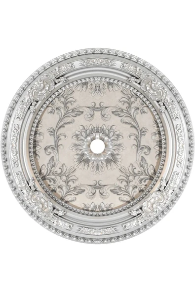 MİVA KONSEPT 90x90 OVAL GÜMÜŞ  RENK SARAY TAVAN GÖBEK ürün görseli 1