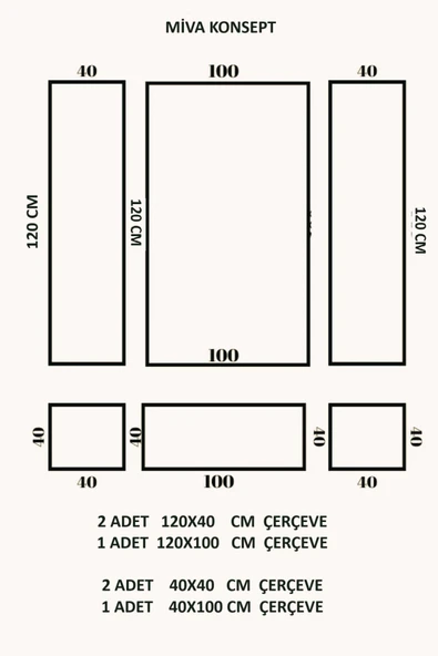 MİVA KONSEPT DEKORATİF BOYANABİLİR POLİÜRETAN DUVAR ÇITASI- 6 LI HAZIR ÇERÇEVE SETİ (SET 390) - Resim 2