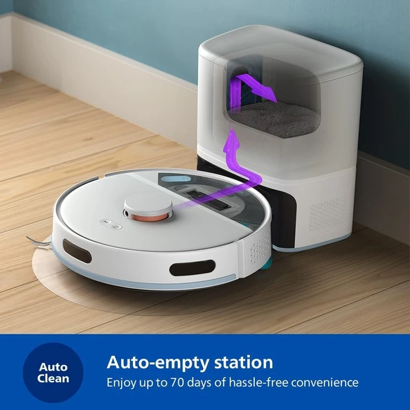 Philips 2000 Serisi Islak Kuru Moplu İstasyonlu Robot Süpürge, HomeRun Uygulaması, LDS Radar Navigasyon, Beyaz, XU2100/20 - Resim 4