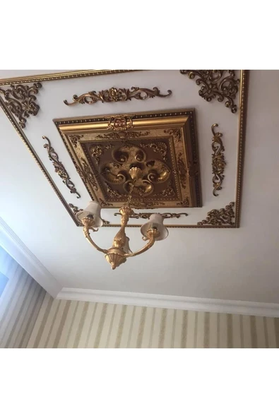 GİZANKA 90x90 KARE KAHVE RENK SARAY TAVAN GÖBEK - Resim 2