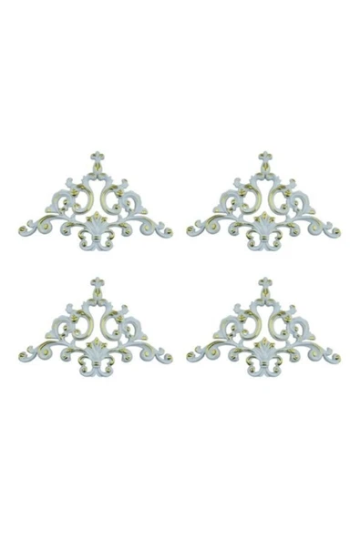 DECOZZA Dekoratif Köşe Motifi Beyaz Altın 4lu Paketi ürün görseli 1