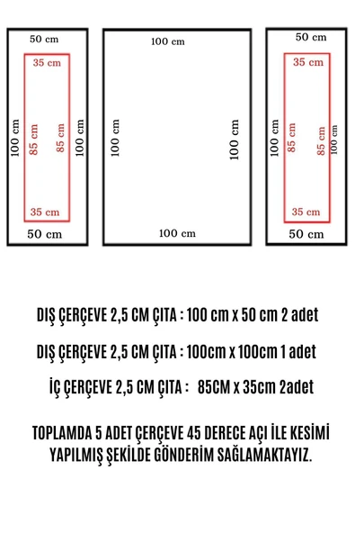 DECOZZA Dekoratif Boyanabilir Duvar Çıtası Hazır Çerçeve (2,5 CM) - Resim 2