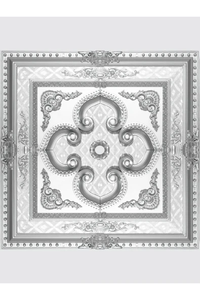 decozara 90x90 KARE GÜMÜŞ RENK SARAY TAVAN GÖBEK ürün görseli 1