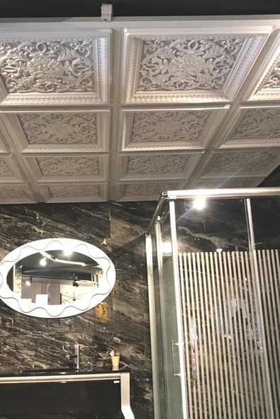 DECOZZA Saray Tavan 60 Cm Bronz Dekoratif Saray Tavan Paneli Asma Tavan Uyumlu - Resim 5