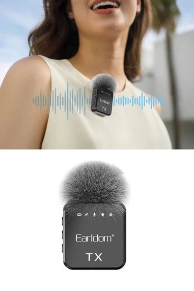 3in1 Profesyonel Kablosuz Dijital Yaka Mikrofonu WeChat Zoom Tiktok Youtube İnstagram Canlı Yayın - Resim 4