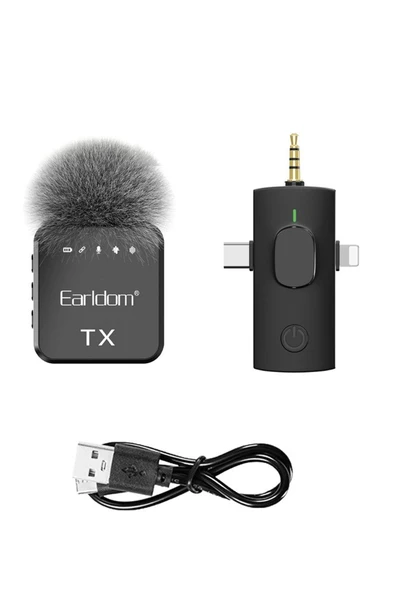 3in1 Profesyonel Kablosuz Dijital Yaka Mikrofonu WeChat Zoom Tiktok Youtube İnstagram Canlı Yayın - Resim 6