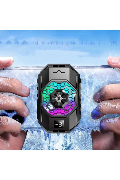 Gaming Telefon Sessiz Hava Soğutma Fan Derece Gösterge 2 Kademe Radyatör Sessiz Fan Telefon Soğutucu ürün görseli