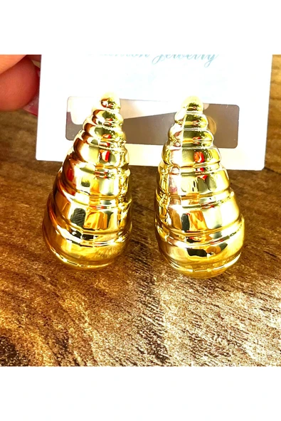 Monalisa Home Gold Renk Lüks Gösterişli Büyük Damla Model Küpe