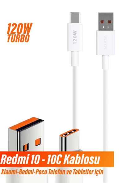 Xiaomi RedMi 10 - 10C Uyumlu Hızlı Şarj Kablosu 18W-120W Turbo Şarj Cihazları İçin ürün görseli