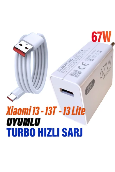Mi 13 - 13T - 13 Lite Uyumlu 67W Turbo Hızlı Şarj Aleti ve Kablosu ürün görseli