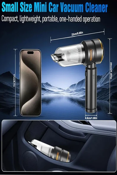 Araç Süpürgesi Kablosuz El Süpürgesi – 16000 Pa Güç, USB Type-C, Fırçasız Motor - Resim 6