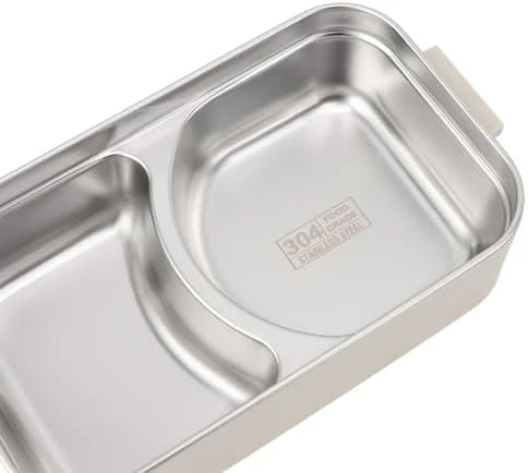 304 Paslanmaz Çelik Yemek Kabı Dikdörtgen Çift Katmanlı Yemek Kabı Öğrenci Taşınabilir Yemek Kabı - 3