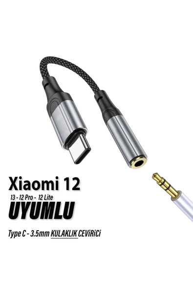 Mi 12 - 12 Pro - 12 Lite Uyumlu Kulaklık Type C 3.5mm AUX Çevirici Dönüştürücüsü ürün görseli