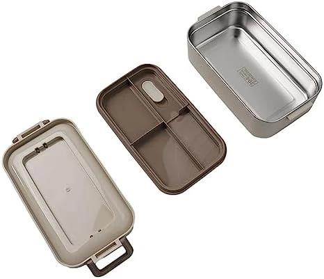 304 Paslanmaz Çelik Öğle Yemeği Kutusu Çift Bölmeli Öğle Yemeği Kutusu Ofis Çalışanları, Öğrenciler Bej Tek Katmanlı - 5