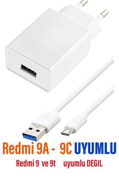 Xiaomi Redmi 9A Redmi 9C Uyumlu Şarj Aleti ve Kablosu 5V 2.4A 12W