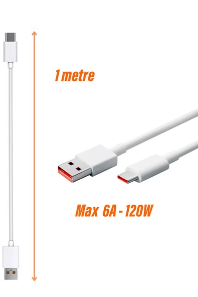 Turbo Hızlı Şarj Kablosu Xiaomi 12 - 12 Pro - 12T Pro - 12 Lite - 12s Uyumlu Hızlı Şarj Kablosu 120W - 3