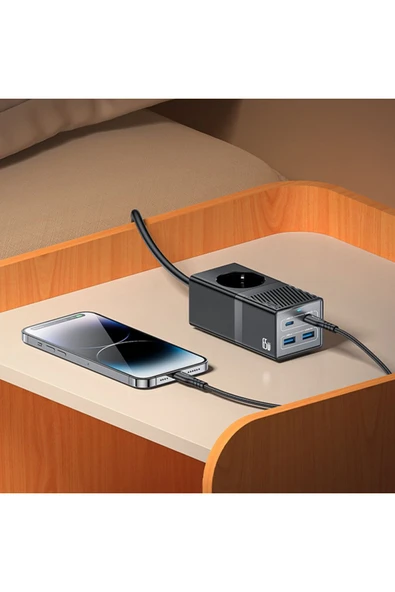 Akım Korumalı USB Type-C Priz Uzatma Kablosu Çok Amaçlı Şarj Cihazı Çoklu Priz 1.5M 2500W 65W OUTPUT - Resim 2