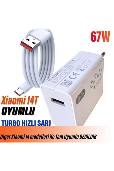 Mi 14T Uyumlu 67W Turbo Hızlı Şarj Aleti ve Kablosu ürün görseli