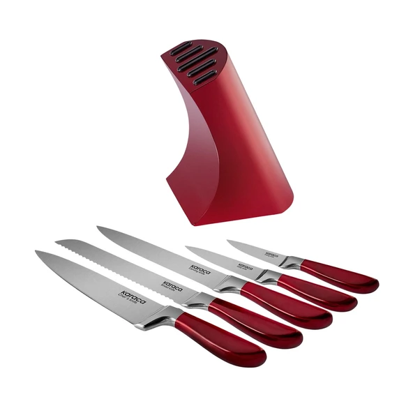 Karaca Samuray Flash Red Japon Çeliği 6 Parça Bıçak Seti Kırmızı - Resim 4