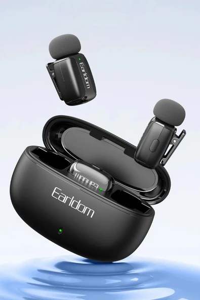 Profesyonel Kablosuz Yaka Mikrofonu iPhone 11/12/13/14 Uyumlu 2 Mikrofonlu Lightning - Resim 2